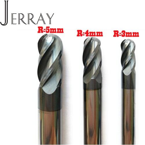 6mm,8mm,10mm, 12mm HRC45 solid Carbide 4 Flutes Ball nose end mills Spiral Bit Milling Tools CNC Router bits