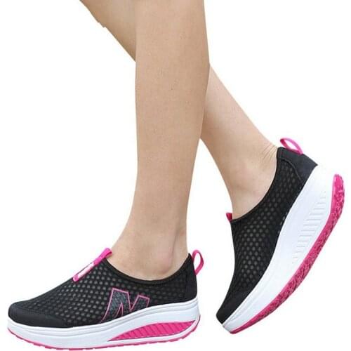 Women Casual Sneakers shoes Sport Fashion Height Increasing Female 2021 Breathable casual Mesh Swing Wedges Sneakers