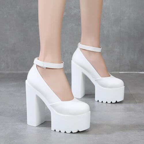 14 Cm Square Heel Waterproof Platform Single Shoes Simple Elegant Shallow Mouth Womens Shoes Temperament High Heels Sexy Pumps
