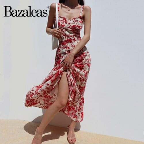 2021 Summer Adjust Spaghetti Straps Tank Women Dress Big Blue Floral Print Ruffles Chiffon Vestidos Palace