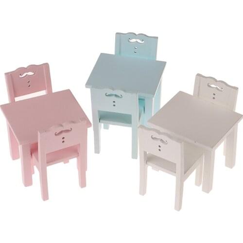 1Set 1:12 Dollhouse Miniature Furniture Wooden Dining Table Chair Model Set Simulation Dollhouse Accessory Decoration