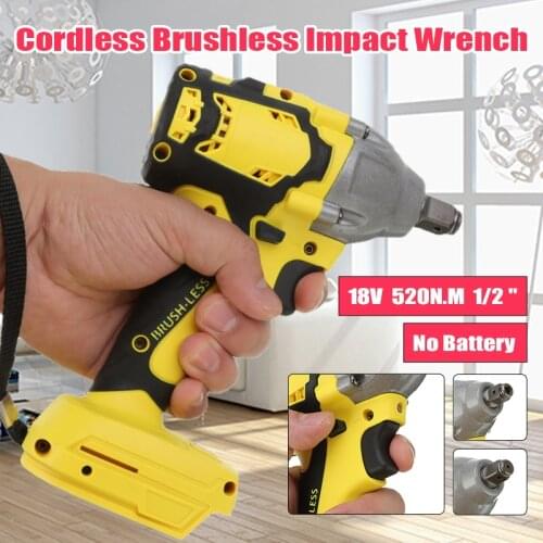 18V 520Nm Li-Ion Cordless Impact Brushless Wrench Driver 1/2Inch Electric Wrench Replacement Electric Tool For Makita Battery