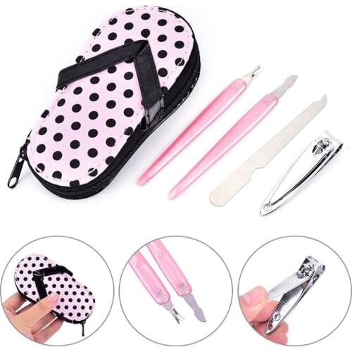 4pcs/set Clipper Scissors Grooming Tool Pedicure Manicure Set In PU Sandal Case With Box Travel Kit Nail Care