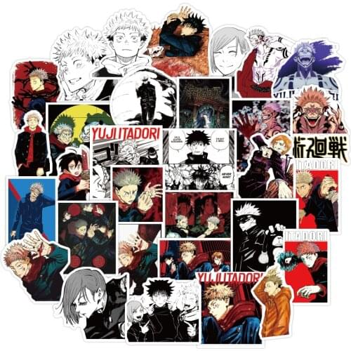 50pcs/set Jujutsu Kaisen Anime Cartoon Cosplay Accessories Prop PVC Waterproof Sticker Skateboard Notebook Stickers