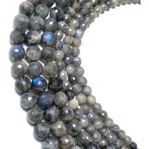 A+Natural Genuine Faceted Labradorite Beads Loose Spacer Beads For Jewelry DIY Making Bracelet Earrings Accessories 15" 6/8/10mm