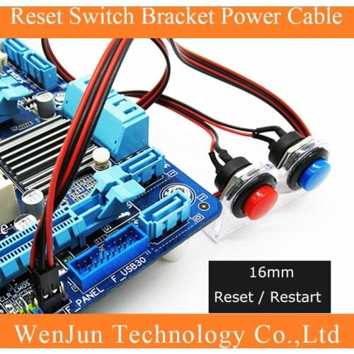 Acrylic Bracket Dual Buttons + Screw Switch wire For Desktop Mohterboard ATX Power Cable 50cm Computer DIY