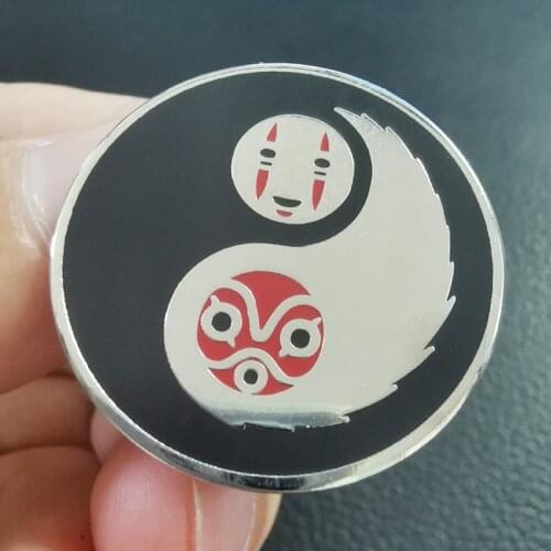 Princess Mononoke & No face Enamel Pin Bright And Dark Brooch Spirtied Away Badge I Heart Ghibli Jewelry