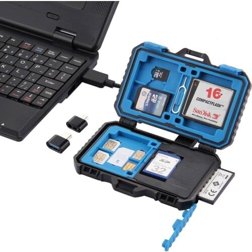 Card Reader Memory SIM Slot Case Card Reader 22 in 1 Memory Card Case for 1Standard SIM + 2Micro-SIM + 2Nano-SIM + 3CF + 7SD