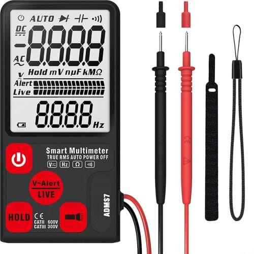 Digital Multimeter 3-Line Display Voltage Tester 6000 Counts True Auto-Ranging Voltmeter with Flashlight and Bargraph