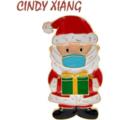 CINDY XIANG Red Color Enamel Santa Claus Brooches Pins Fashion Women And Men Jewelry 2 Colors Available Christmas Accessories