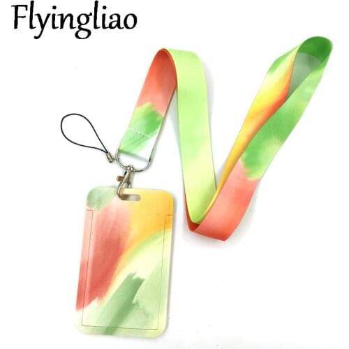 Colorful Color Contrast Lanyard Credit Card ID Holder Bag Student Women Travel Card Cover Badge Car Keychain Gifts Accessories