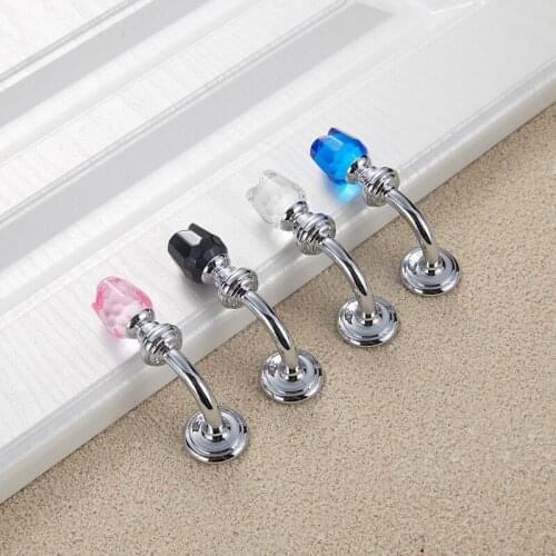 Flower Glass Crystal Handle Single Hole Furniture Handle Dresser Knobs Crystal Cabinet Pull For Furniture Ball Handle Knobs
