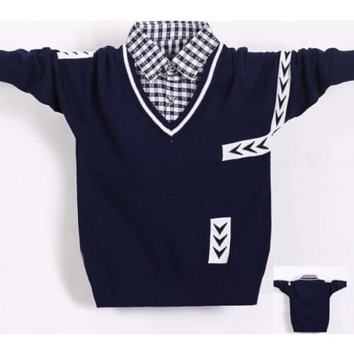 Children sweater cotton shirt collar thin 4-16 years old