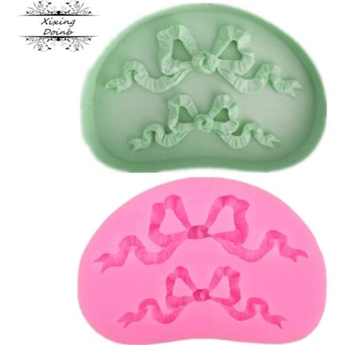 Doinb Butterfly-knot ribbon silica gel fudge mold cake decoration tool candy chocolate fudge mold