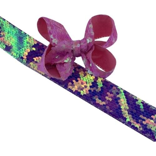 BOCA 75mm shiny sparkly Rainbow Color Reversible spangle Sequin Fabric Ribbon for Dress Bows Decoration Accept Customized order