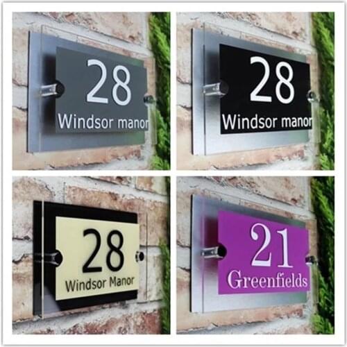 Customized/Personalized Modern Clear Acrylic House Signs Door Plates Plaques with Panel Number and St
