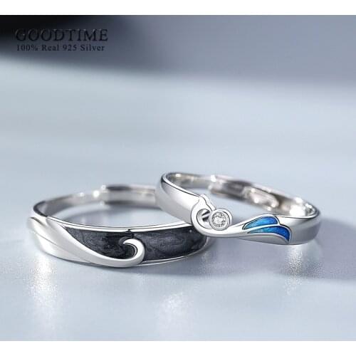 Fashion Couple Lover Ring Pure 100% 925 Sterling Silver Rings For Women Men Anniversar Gift Simple And Creative Adjustable Ring