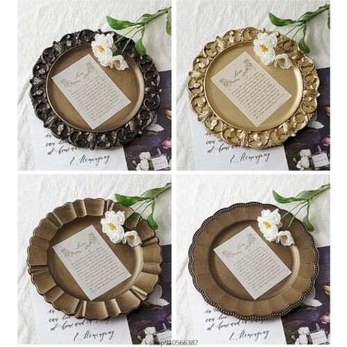 Retro Round Tea Pot Cake Storage Tray Home Wedding Party Supplies Decoration Dessert Jewelry Display Plate Photo Props Wholesale