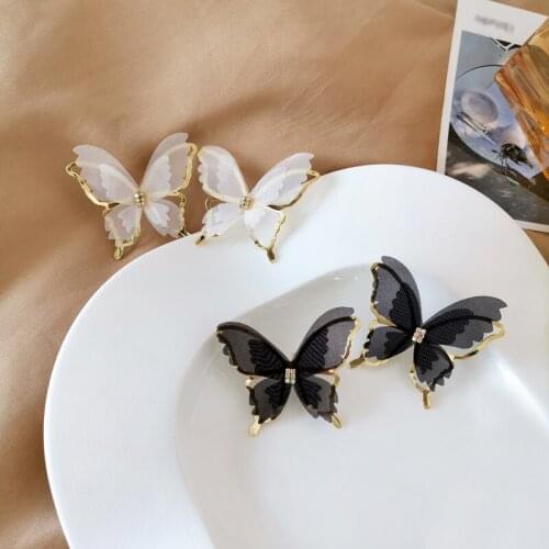 Mihan S925 needle Delicate Jewelry Black White Butterfly Earrings Pretty Design Big Fairy Earrings For Women Ladies Gifts