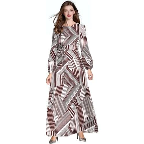 MultiColor Stripe Muslim Formal Dress Arab Oman Turkey Morocco Loose Plus Size Maxi Robes Femme Eid Ramadan Abaya Women Clothing