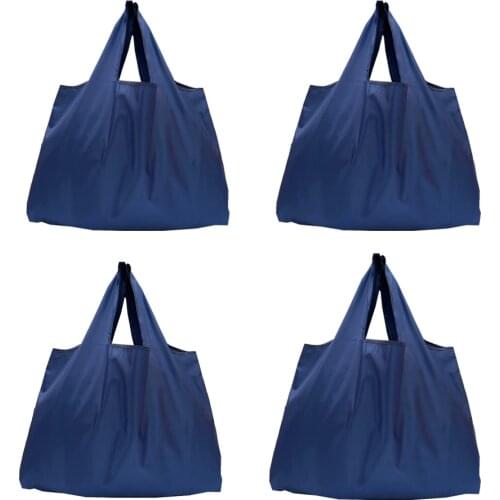 Reusable Shopping Bag Foldable 4-Piece Grocery Bag Large 50 Pound Handbag Washable Cloth Environment Friendly Nylon Tote Bag