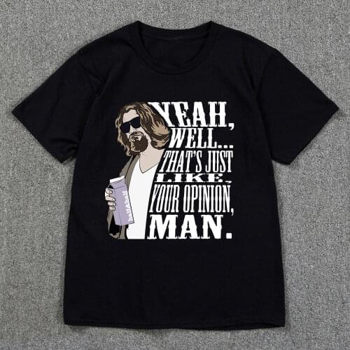 Movie The Big Lebowski Dude Men Cotton Short Sleeve T-Shirt Summer Hip Hop Tees Tops Harajuku