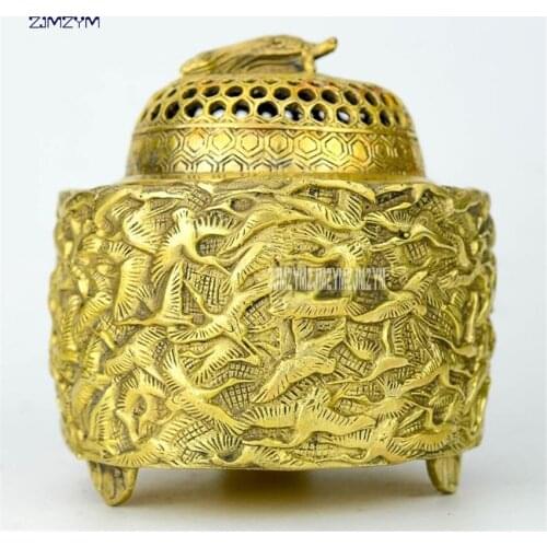 11cm Height Copper Chizuru censer decoration practical brass incense burner Xiang cents censer decoration Smell Removing