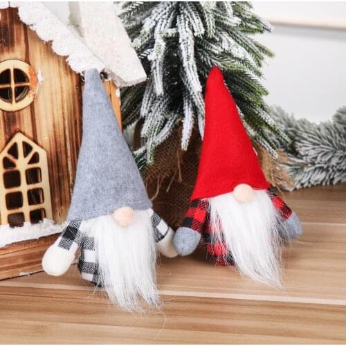 New Christmas Nordic Style Lattice Faceless Gnome Santa Tulip Rudolph Doll Decoration For Home Gifts Ornaments Party Supplies
