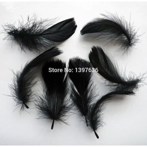 Wholesale! 500Pcs/Lot 100% Natural 5-8cm/2-3" Black Color Goose Feather Plume for Wedding,Hat,Hair accessories