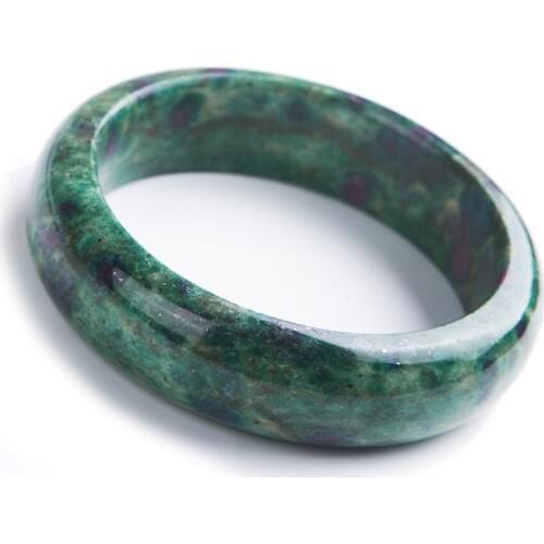 Genuine Red Green Zoisite Natural Stone Bangle Bracelets For Women Femme Charm Round Fashion Crystal Bangles Inner Diameter 55mm