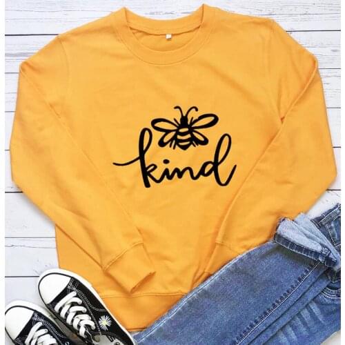 Bee kind Sweatshirt Cute bee Sweats be kind to animals Pullovers nature Jumper women casual cotton grunge Vintage tumblr tops