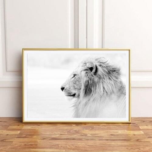 Lion Print Safari Animals Poster Black and White Animal Photography Wall Art Canvas Painting Picture for Living Room Home Decor