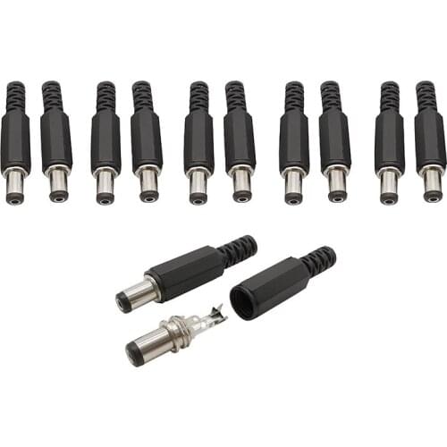10Pcs DC 5.5mm x 2.5mm DC Power Jack Plug Male Female Connectors DIY Electric Mount Plug Wire Charge Socket Adapters