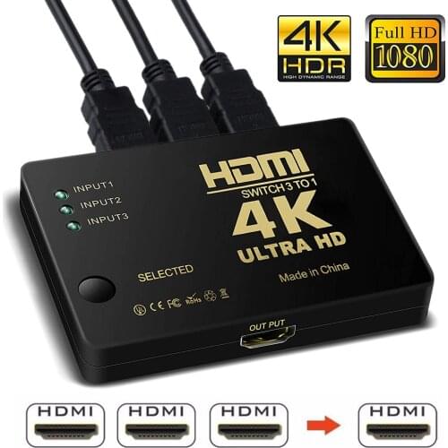 4K 2K 5x1 HDMI Cable Splitter HD 1080P Video Switcher Adapter 5 Input 1 Output Port HDMI Hub for Xbox PS4 DVD HDTV PC Laptop TV
