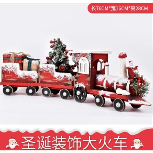 Christmas decoration supplies scene decoration DIY wooden handmade train model decoration shopping mall shop window supplies