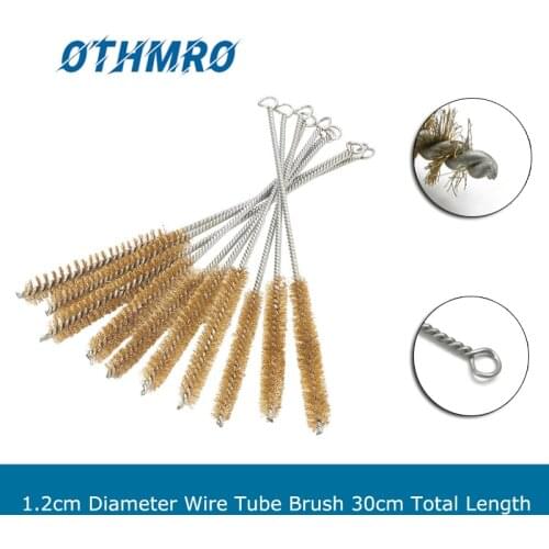 High Quality 2/5/10pcs 1.2cm Diameter Wire Tube Brush 30cm Total Length Brass Wire Cleaning Brush Metal Handle Hand Tool