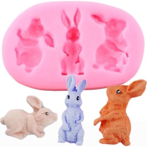 Rabbit Silicone Molds DIY Baby Birthday Cake Decorating Tools Fondant Chocolate Gumpaste Moulds Candy Polymer Clay Moulds