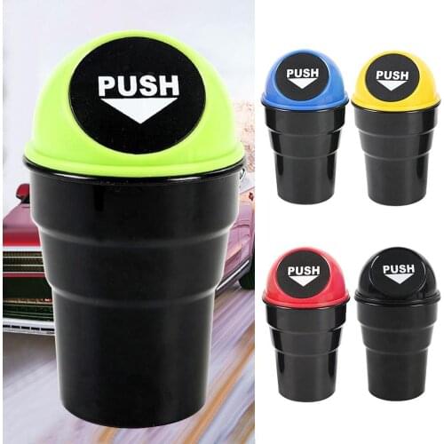 Stylish Cup Shape Push Lid Car Vehicle Desktop Plastic Trash Can Garbage Bin Box