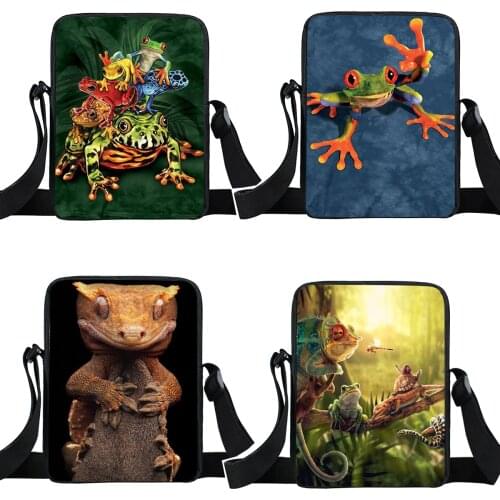 Reptiles Animal Messenger Bag Snake / Cobra / Lizards / Cameleon / Frogs Shoulder Bags Women Handbags Ladies Crossbody Bag