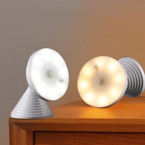 LED Night Light Human Body Induction Wall Lamp 360Rotating Usb Charging Intelligent Induction Cabinet Wall Lamp Indoor Lighting