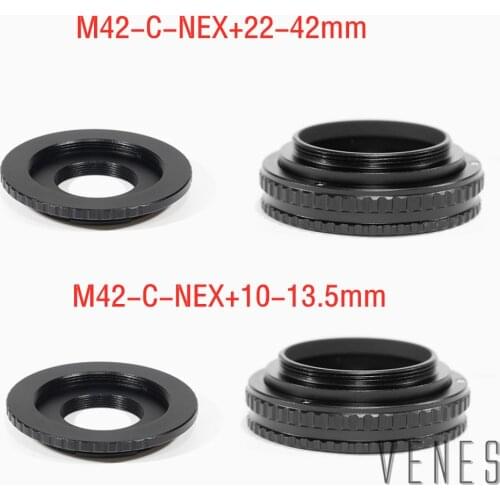 Venes 22-42mm/10-13.5mm + Lens Adapter M42 /C Mount Lens to for NEX camera M42 Lens Adjustable Focusing Helicoid Macro Tube
