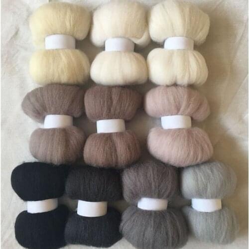 WFPFBEC wool for felting merino felt wool fiber diy white series 10g/color total 10colors