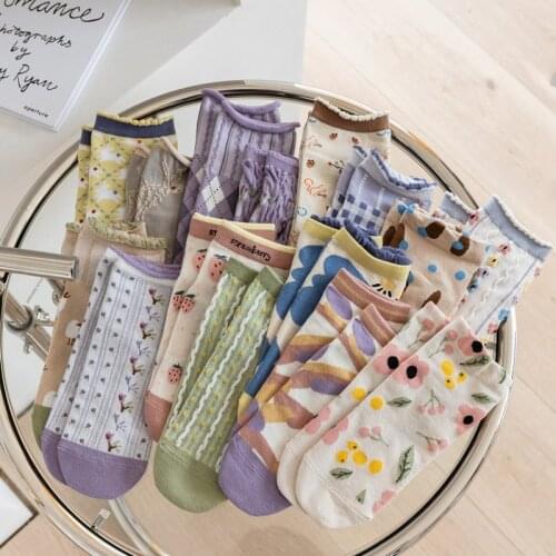 2021 Women Socks Spring 3 Pairs Low Cut Socks INS Japanese Style Femme Footwear Soft Breathable Socks Set