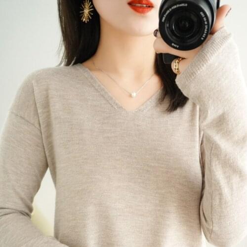 2021 Spring Autumn New,All-Match Worsted Thin Long Sleeves,Knitted Pullover Women,V-Neck,Casual Loose Large Size,Base Shirt XXL