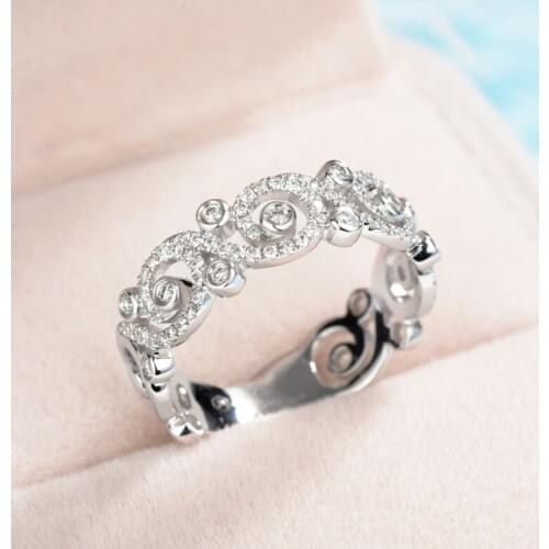 Size 5-10 Sparkling Brand Desgin Luxury Jewelry 100% Pure 925 Sterling Silver 5A CZ Geometric Women Wedding Flower Ring Gift