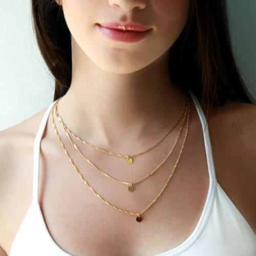 2018 Fine Jewelry Fashion Necklaces Charms coins 3 layer Pendants Necklaces For Women Smart Girls pendent