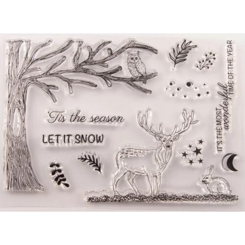1 Set Christmas Tree Deer Moon Star Silicone clear stamp for scrapbooking album DIY craft decoration rubber stamp stationery