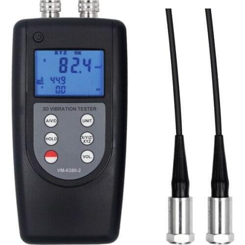 2 Channels Vibration Meter Vibrometer VM-6380-2 with 2 Piezoelectric Transducers
