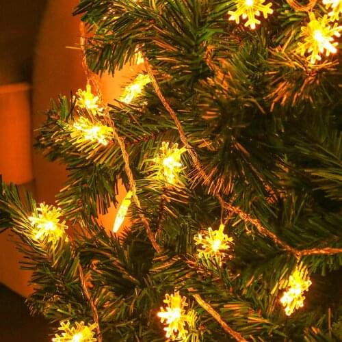 3m LED Christmas Snowflake Garland Lights Fairy String Outdoor Lamp Holiday Wedding Party Lights Decoration USB/Battery Power