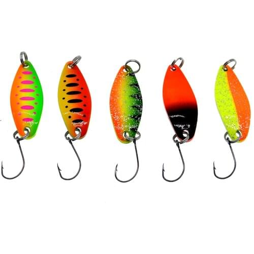 5pcs/Lot 3.5g/3.4cm Metal Sequins Spinners Spoon Lures Fishing Lure Hard Bait Fishhook Tackle Single Hooks Mixed Color